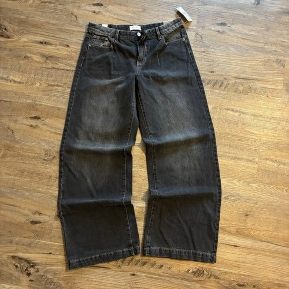PacSun Women’s Casey Low Rise Baggy Wide-Leg Black Denim Jeans with Pockets